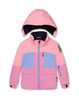 Two Piece Play Snowsuit Pink And Purple Colorblock With Watercolor Floral Print Pants