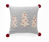 Three Tree Pillow with Pom Poms