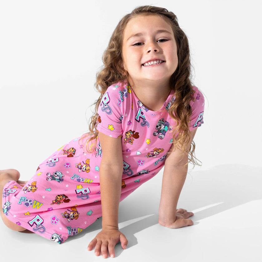 PAW Patrol: Varsity Pink Bamboo Girls' Short Sleeve Dress