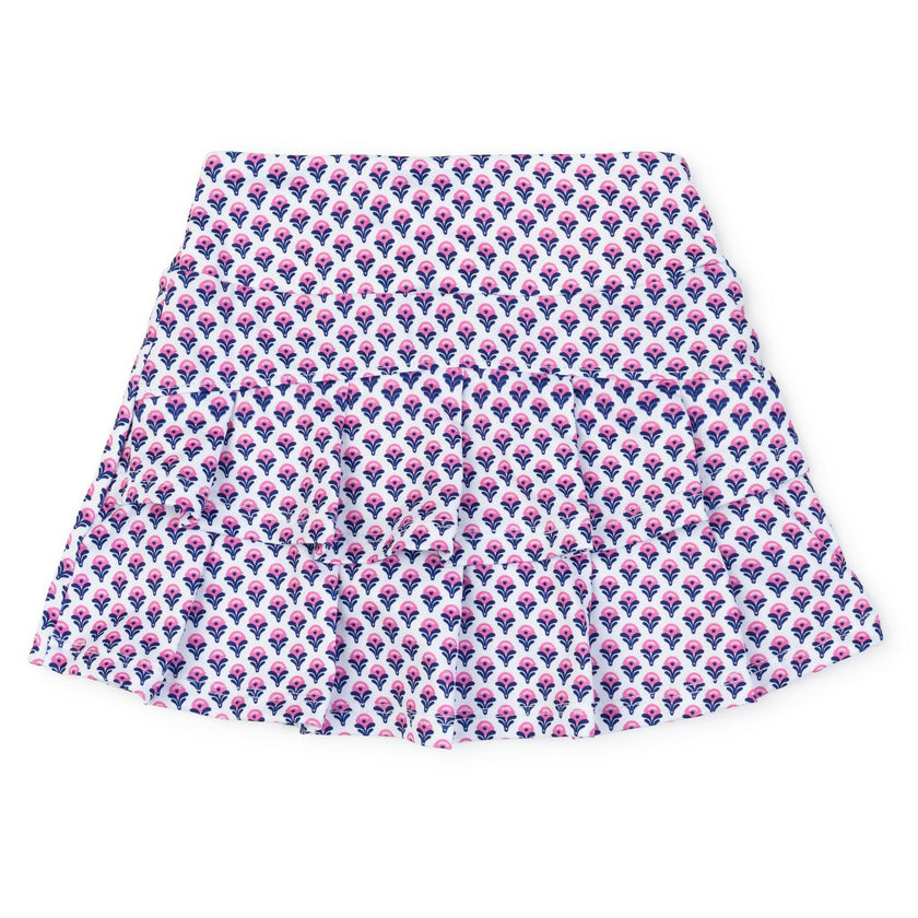 Margot Girls' Performance Skirt by LH Sport - Boho Flora Hot Pink Navy