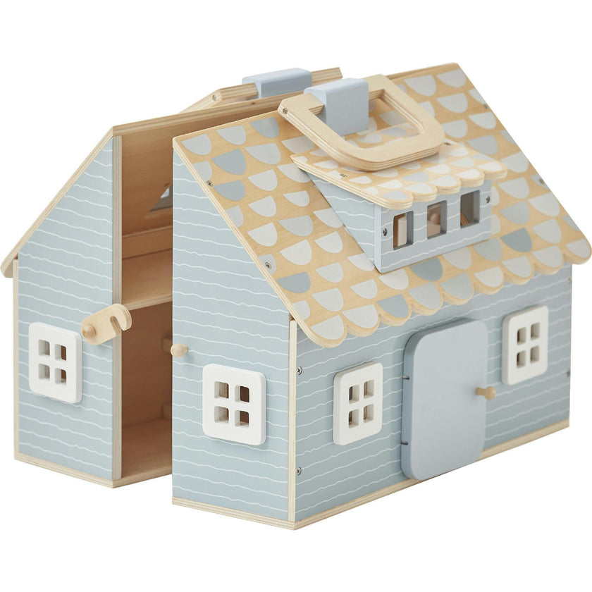 Quaint Little Cottage Portable Dollhouse - Powder Blue/Wood