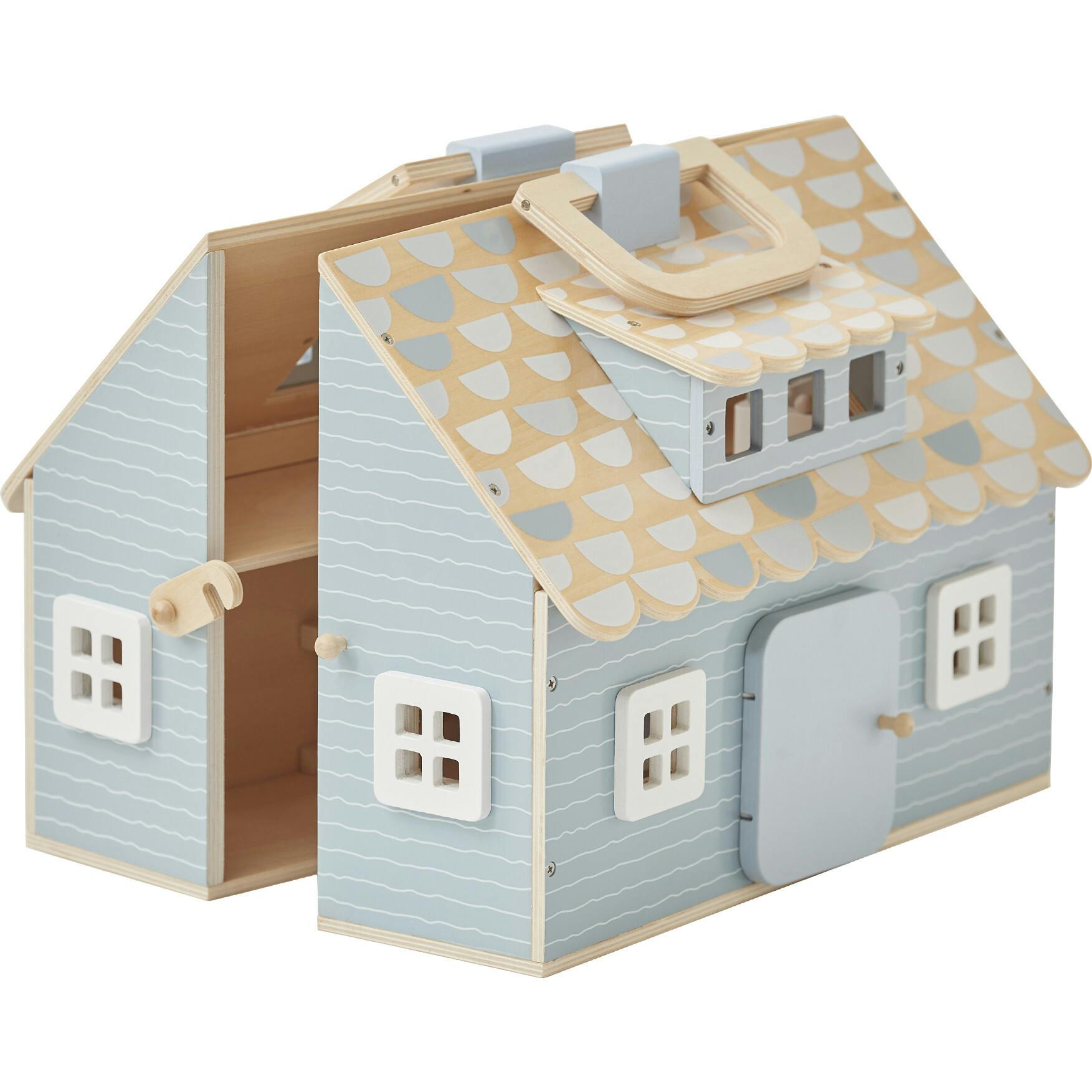 Quaint Little Cottage Portable Dollhouse - Powder Blue/Wood
