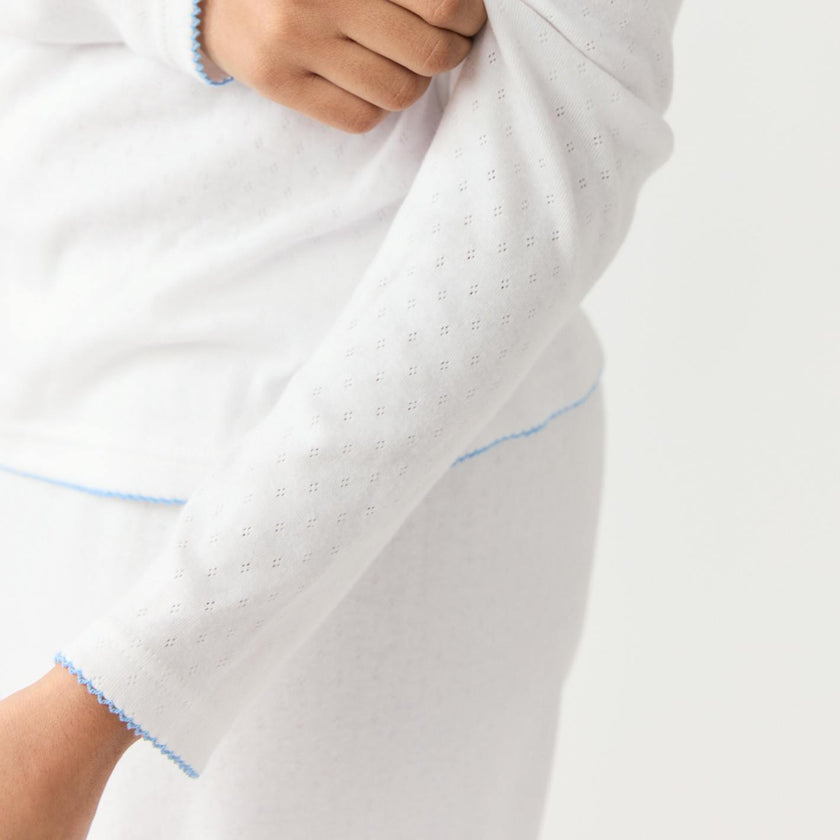 women's white pointelle pajamas set