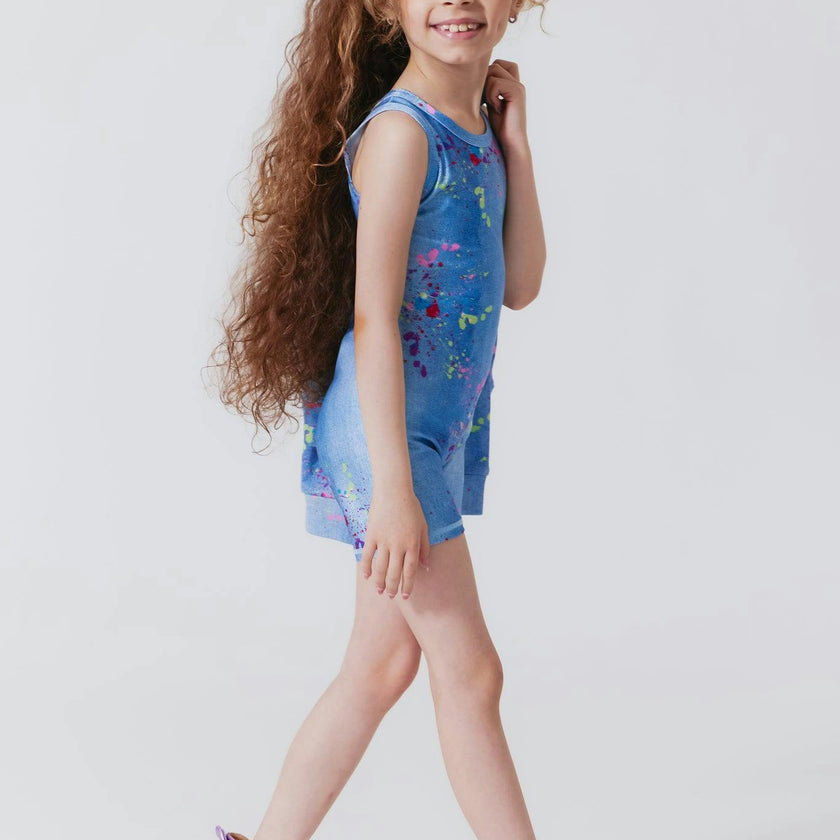 Girls Thick Straps Mid Back Cut Out Leotard