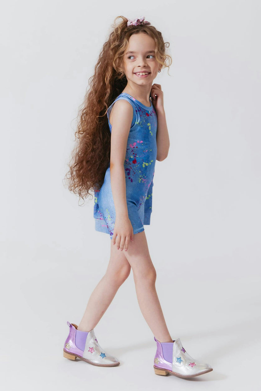 Girls Thick Straps Mid Back Cut Out Leotard