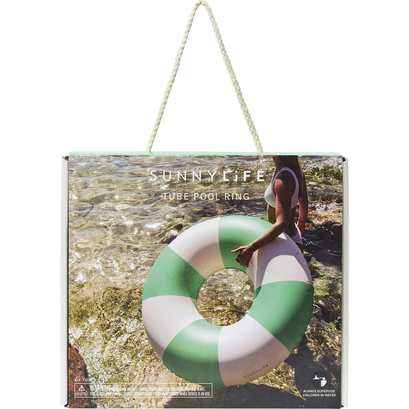 Tube Pool Ring: Zest - Neon Green Stripe