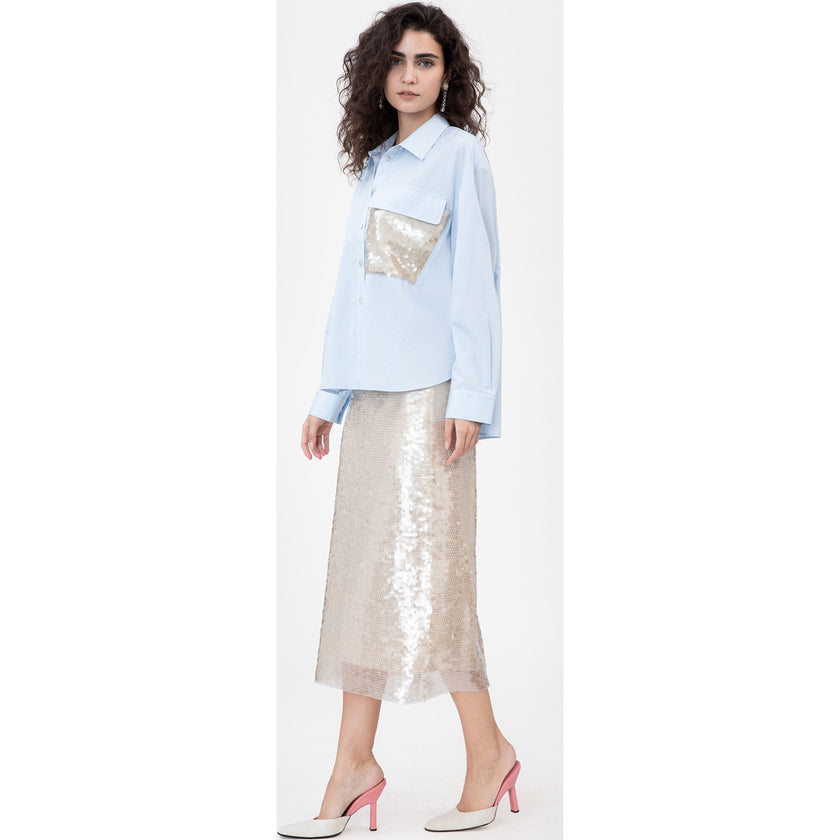 Women's Topher Sequin Top, Blue
