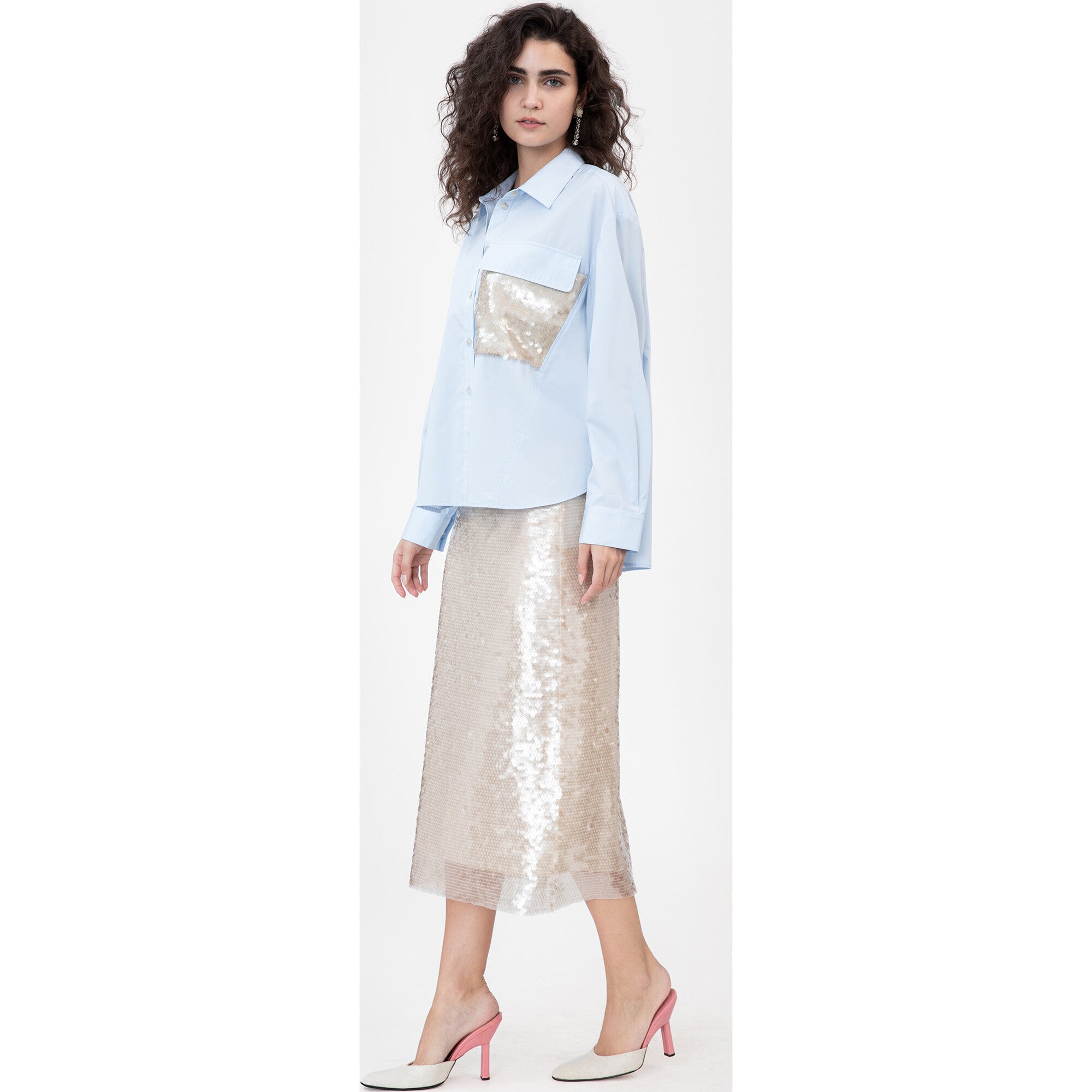 Women's Topher Sequin Top, Blue