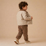 Organic Corduroy Collar Twill Jacket - Oat Gingham