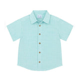 Gingham Linen Look Camp Shirt