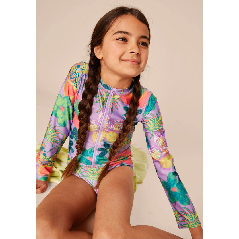 Long Sleeve One-Piece Swimsuit, Multi