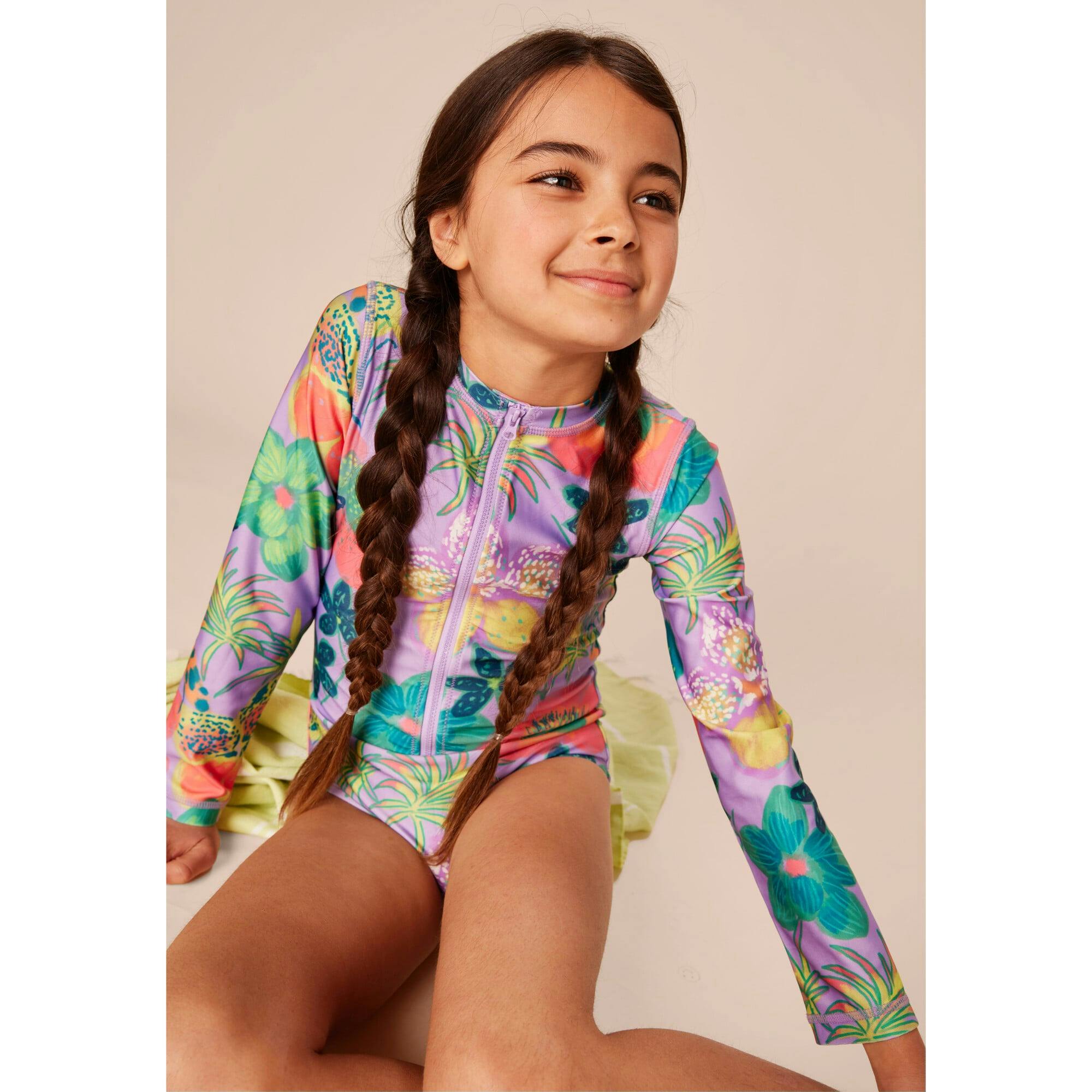 Long Sleeve One-Piece Swimsuit, Multi