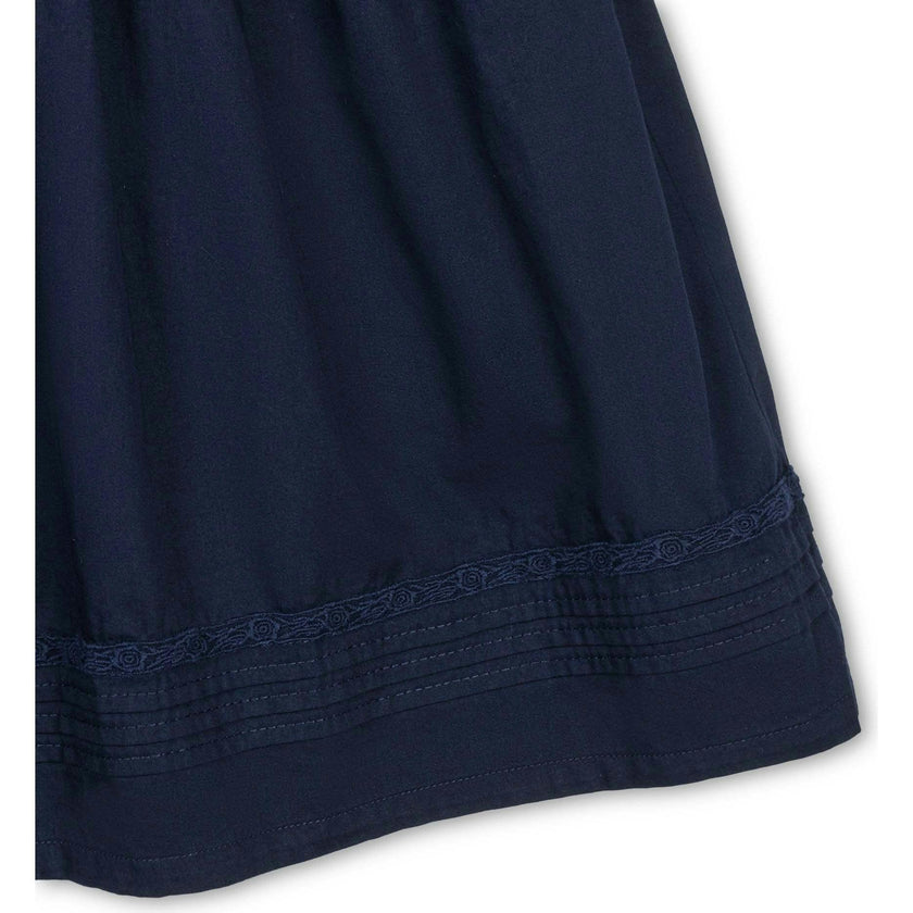 Organic Puff Sleeve Pintuck Sateen Party Dress, Blue