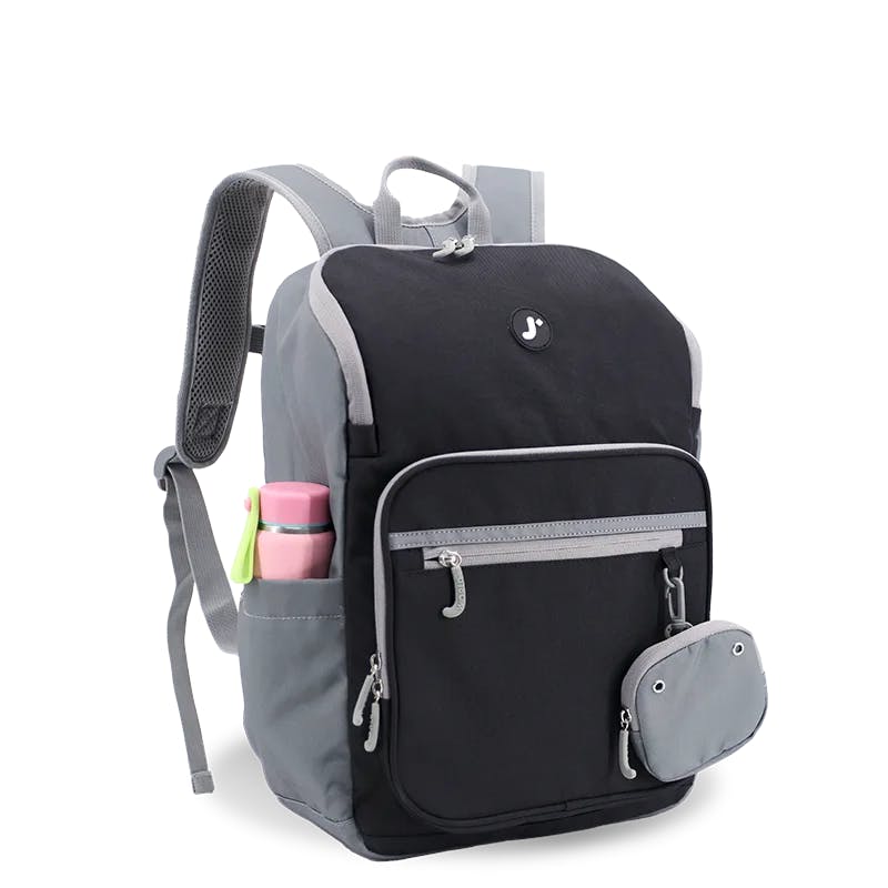 Junior Backpack with Lunch Box and 14oz Water Bottle For School in Black