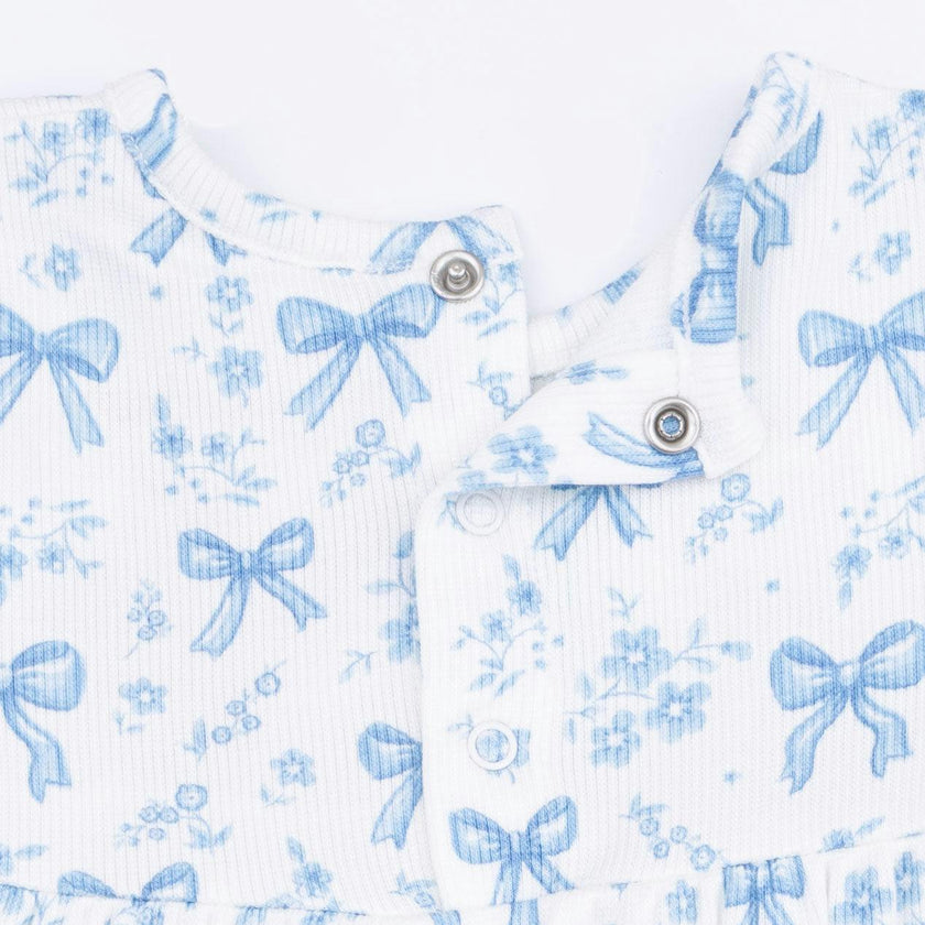 Blue Bows and Flowers - Simple Dress and Bloomer