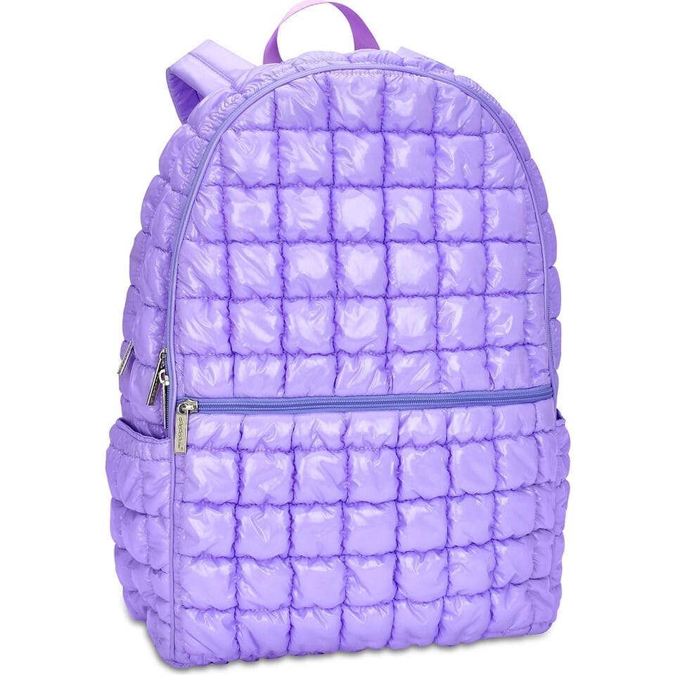 Lavender Shiny Puffer Backpack