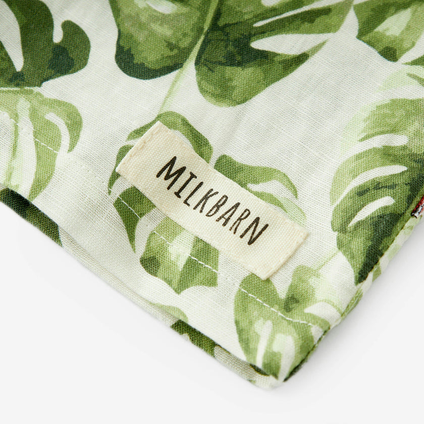 Island Leaf Linen Button-Up Shirt and Shorts Set
