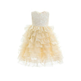 Gold Leah Layered Tulle Dress