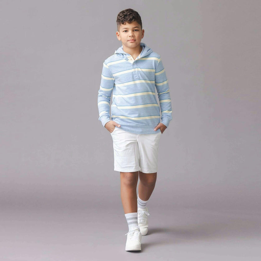 Organic French Terry Henley Hoodie, Blue