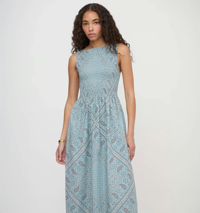 The Cosima Nap Dress - Dusty Blue Gemstone Mosaic Scarf