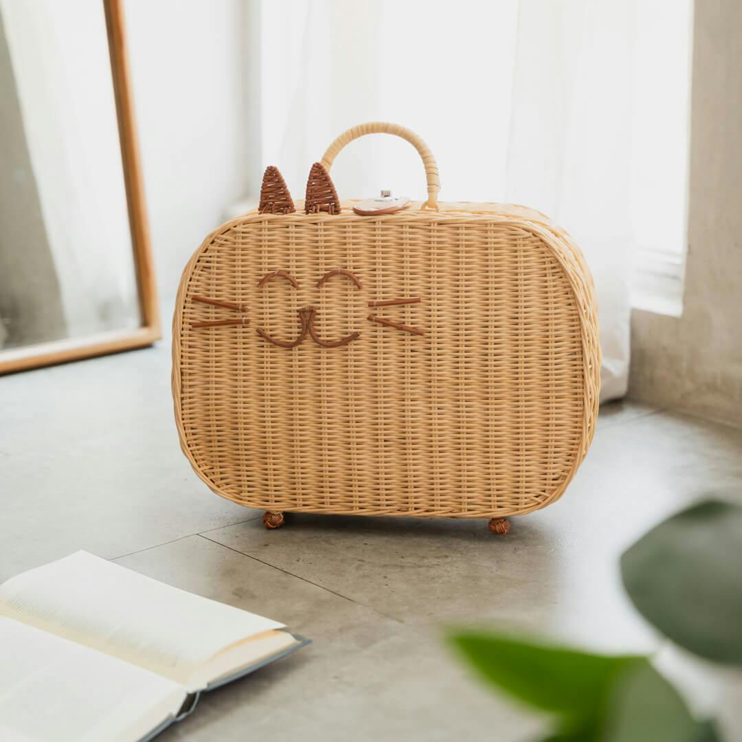 Handcrafted - Kitty Kids Suitcase - Rattan Wicker