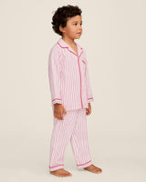 Kid's Twill Pajama Set in Antique Red Ticking