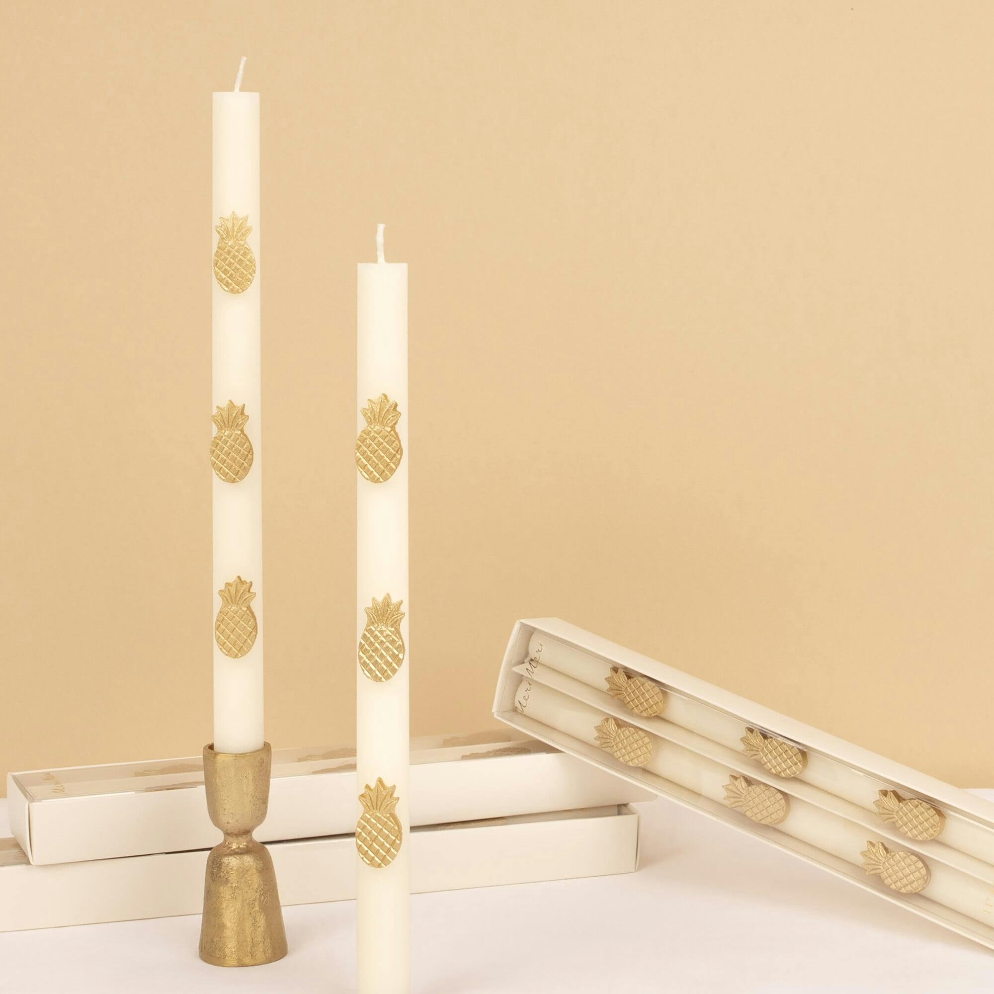 Gold Pineapple Table Candles