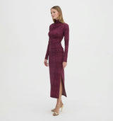 The Rizzo Dress - Plum Damask