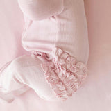 Icing Pink Pointelle Footie Ruffled Zippered One Piece