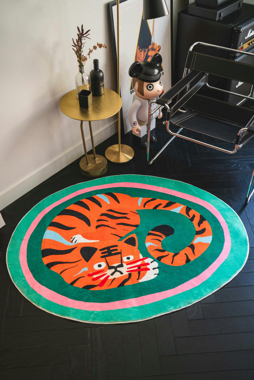 Oval Tiger Area Rug by Lu Yang