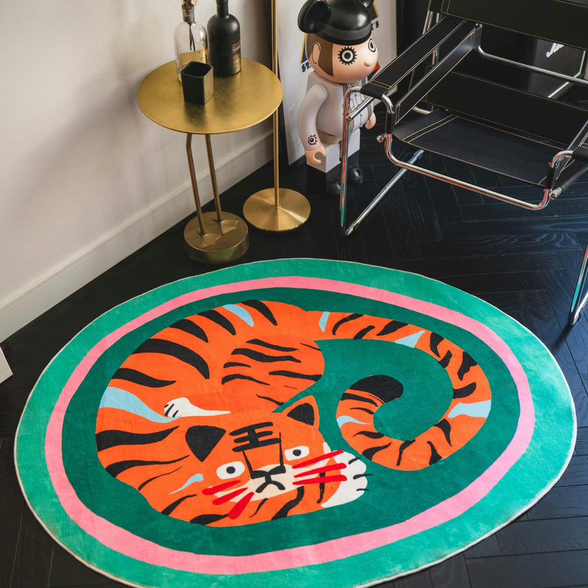 Oval Tiger Area Rug by Lu Yang