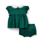Baby Sateen Collared Matching Set, green