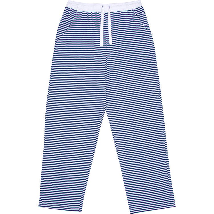 Men's Marina Jersey PJ Pants - Navy Stripe Organic Stretch Cotton