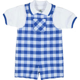 Plaid Seersucker Shortall With Front Pocket
