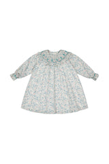 Yse Blue Floral Long Sleeve Bishop Dress
