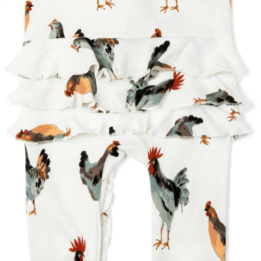 Organic Cotton Ruffle Zipper Footed Romper