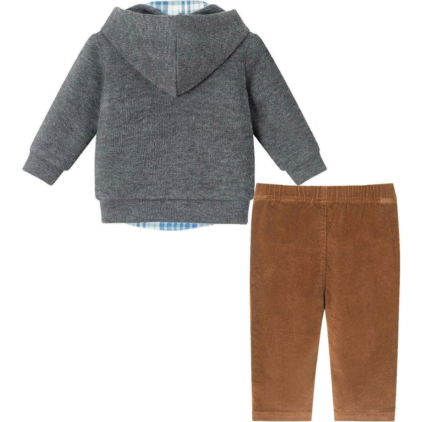Infant 3-Piece Hooded Cardigan & Cord Set