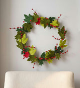 Maple Leaf Wreath Berries Hand Felted Wool - 12"