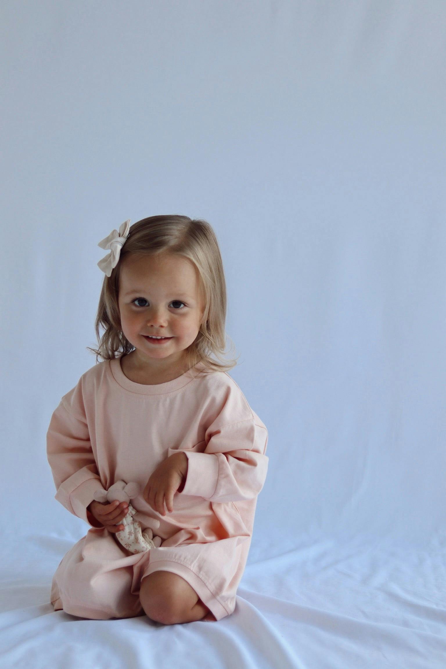 Harley Pocket Romper in Peach Powder