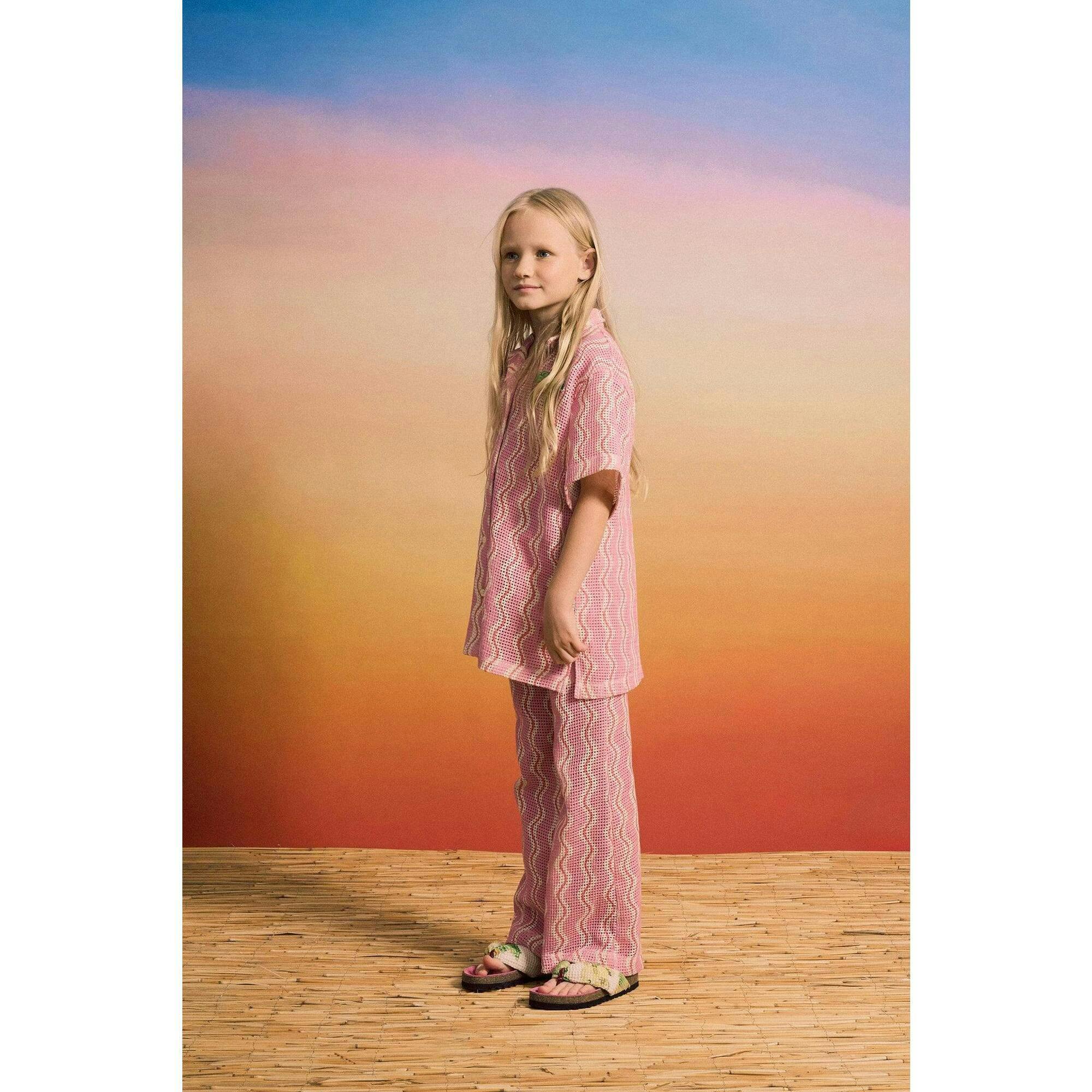 WAVY KNIT PANTS BLUE