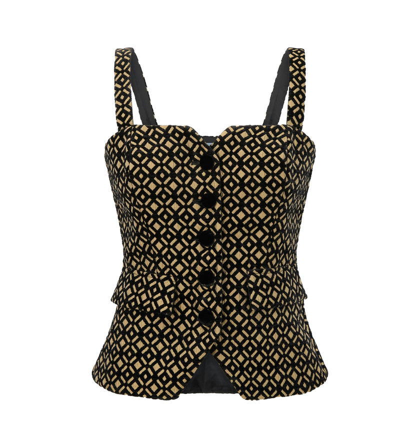The Jessa Top - Byzantine Brocade, Black/Gold