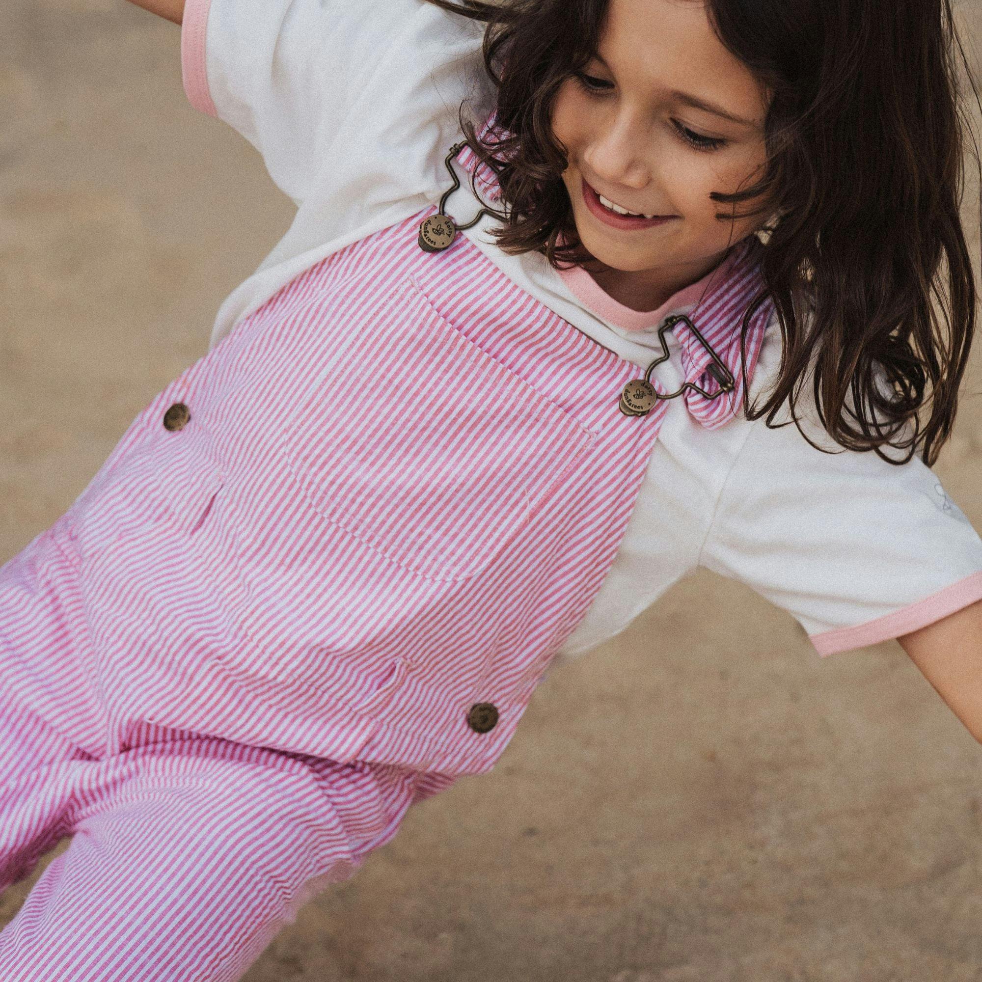 Fuchsia Seersucker Overalls