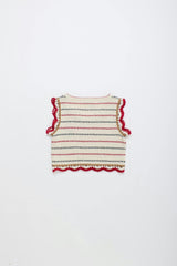 BARCOS KNIT TOP OFF WHITE / RED