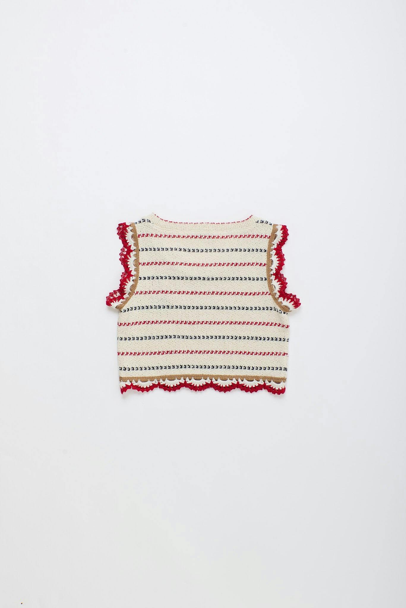 BARCOS KNIT TOP OFF WHITE / RED