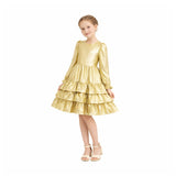 Gold Metallic Ruffle Party Dress