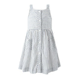 Stripe Button Front Sundress, Navy