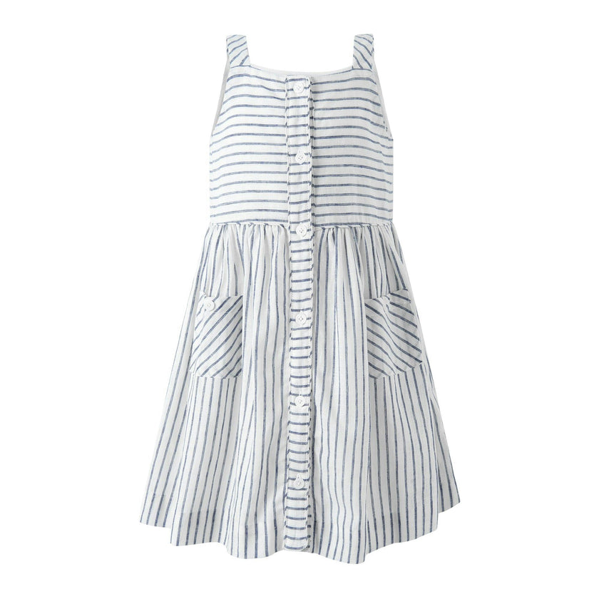 Stripe Button Front Sundress, Navy