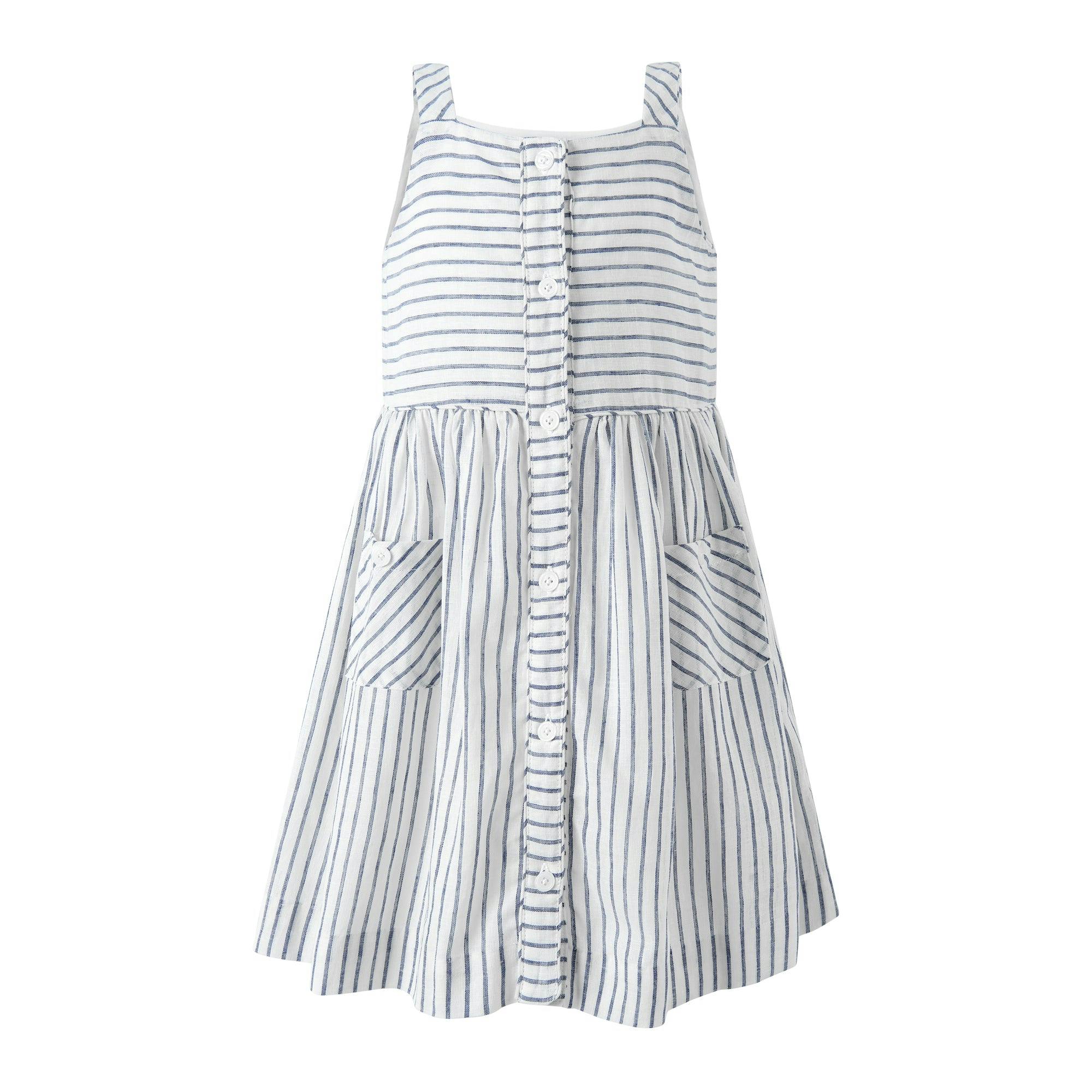 Stripe Button Front Sundress, Navy