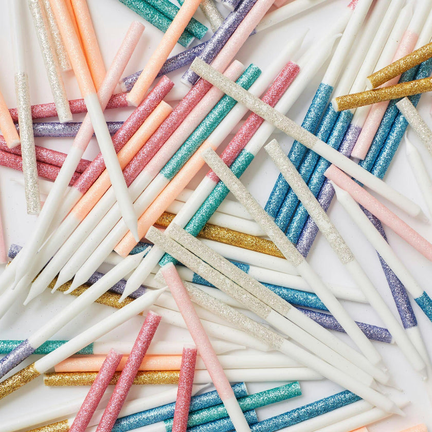 Multicolor Dipped Glitter Candles