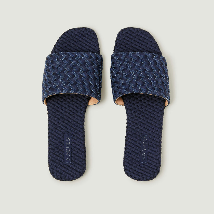 St. Barths Slide Double Weave Denim | Indigo